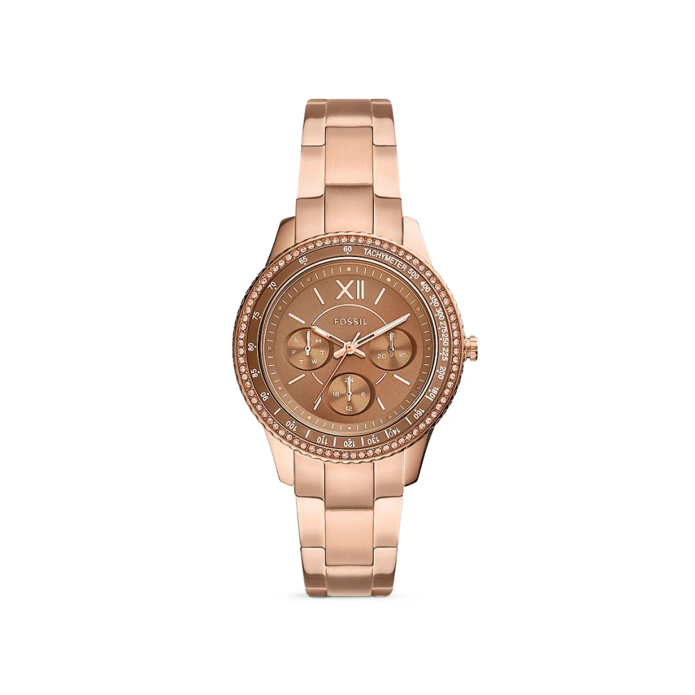 Fossil Pink Watches, Female, One Size, Stella Sport Multifunction Stainless Steel Watch