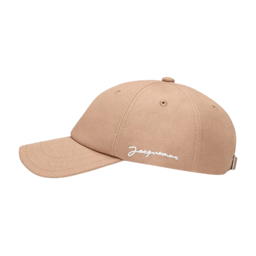 Jacquemus Klassieke Katoenen Pet met Geborduurd Logo Beige Dames