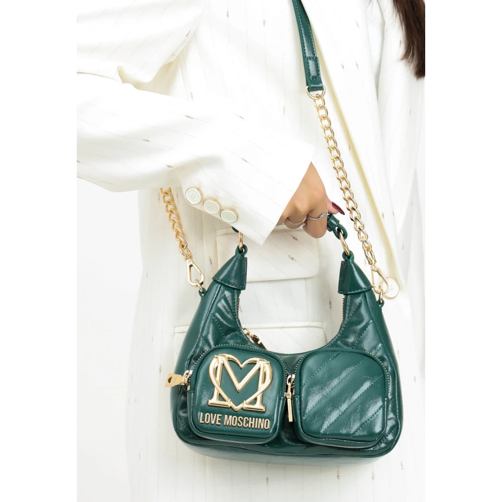 Love Moschino Groene schoudertas met gouden details Green Dames