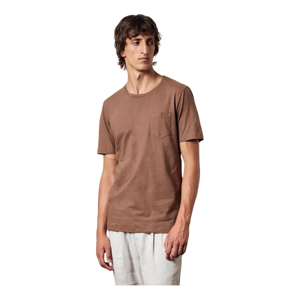 Massimo Alba Lichtgewicht katoenen T-shirt met borstzak Brown Heren