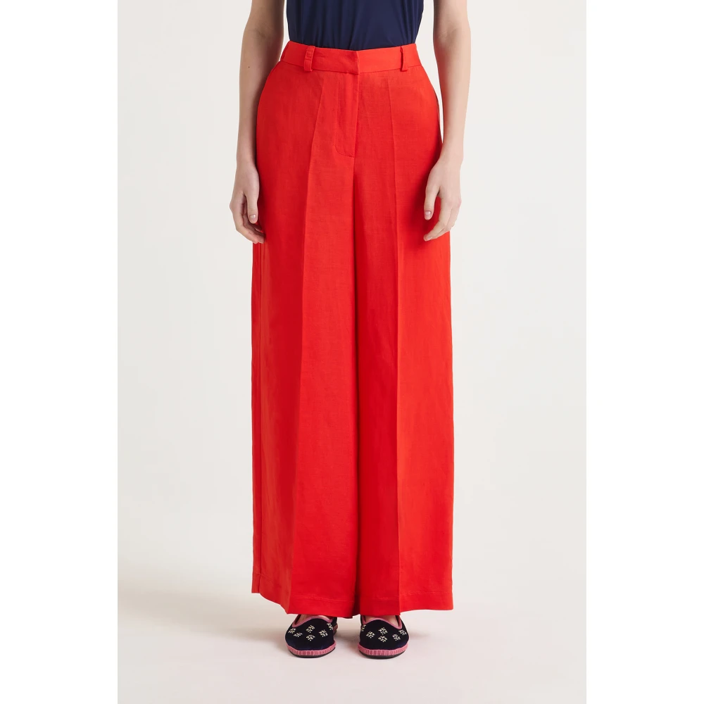 Maliparmi Magnolia Linnen Broek Red Dames