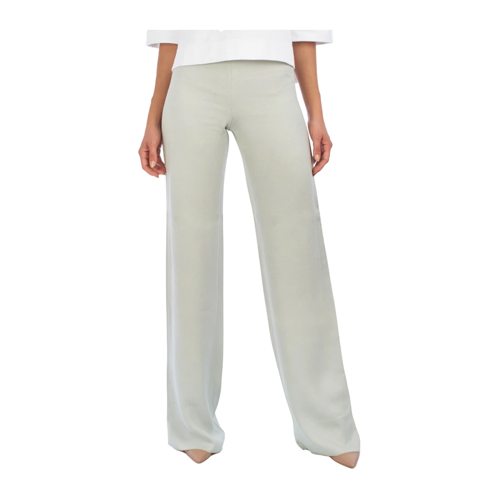 Emporio Armani Kvinno Grå Byxor Dam, 3XL, Wide Leg Byxor