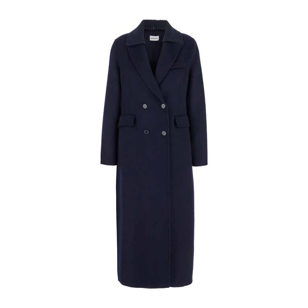 P.a.r.o.s.h. Blauwe Dubbelrijige Wollen Jas Blue Dames