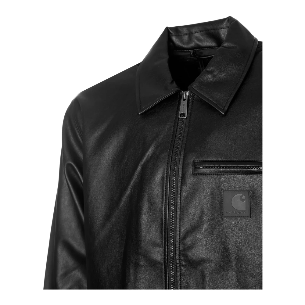 Carhartt WIP Glanzende PU Leren Jas Oversize Fit Black Heren