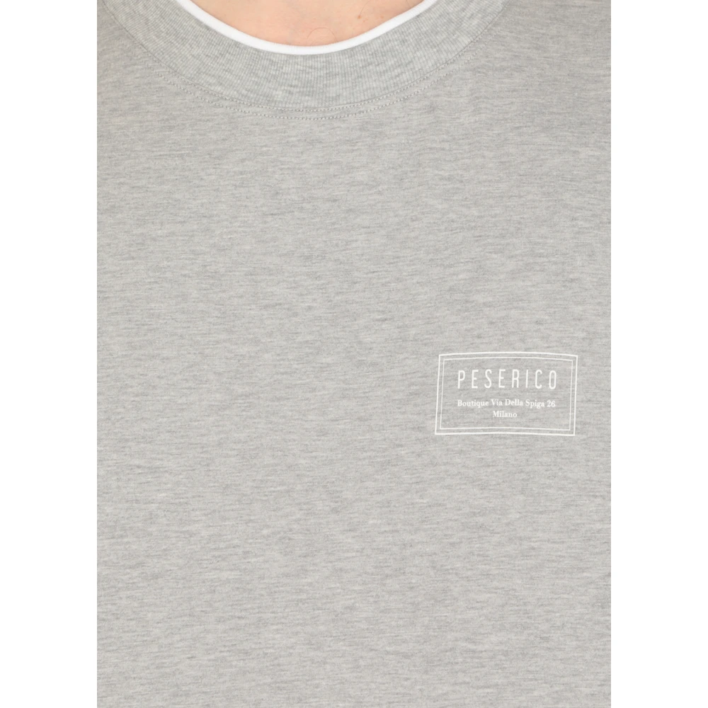PESERICO Grijze Katoenen T-shirt met Logo Gray Heren