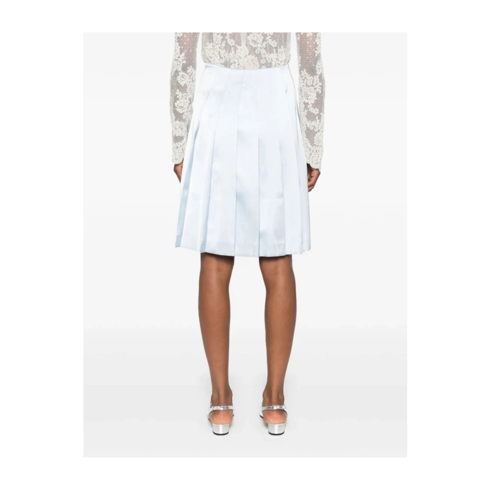 Self Portrait Blauwe Satijnen Midi Rok Blue Dames