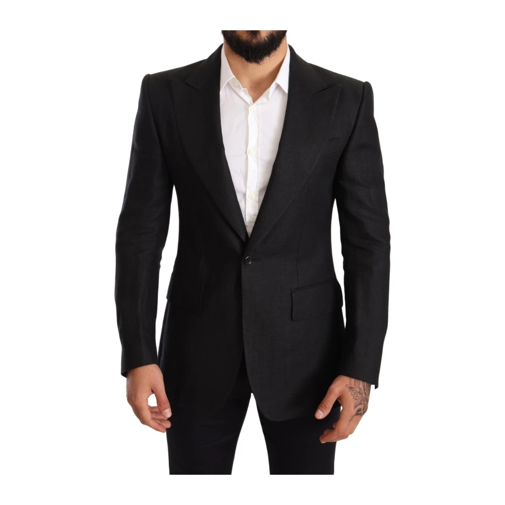 Dolce & Gabbana Black Linen Blazer - Male - Blazers - M - Jackets