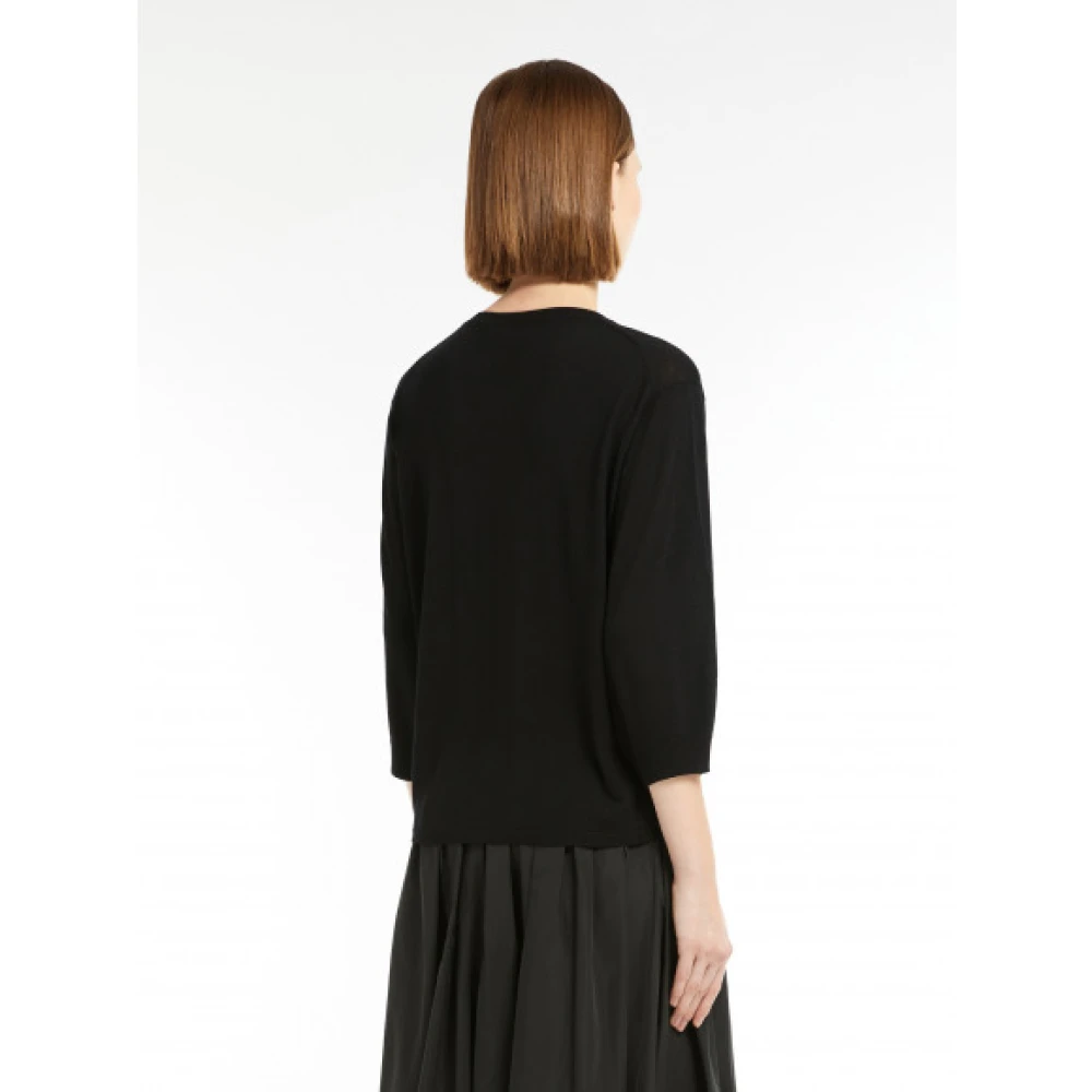 Max Mara Puur Wol Crew-Neck Sweater Black Dames