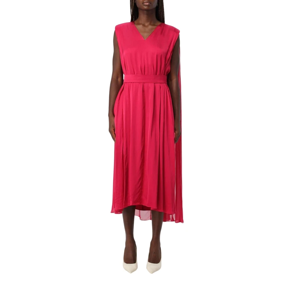 Karl Lagerfeld Women's Red Midi Dress Vneck Sleeveless