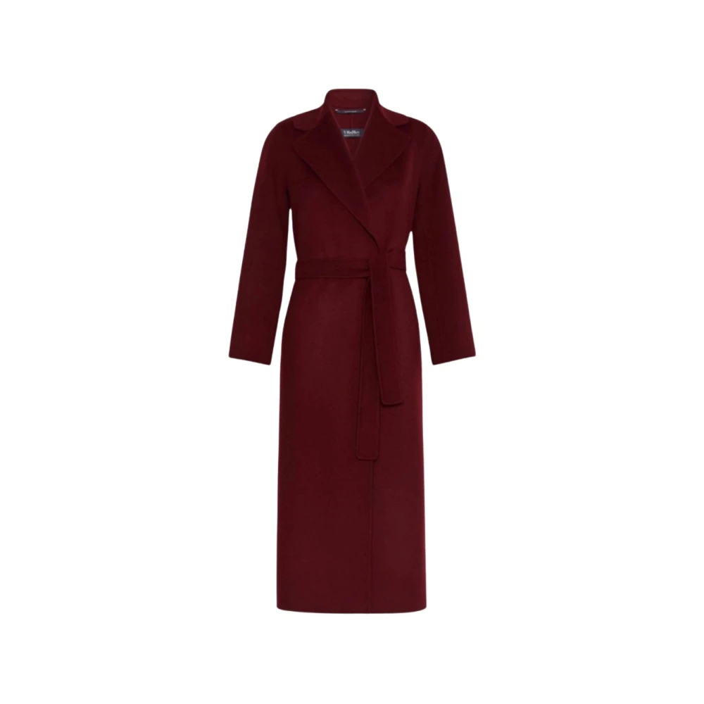 Max Mara , Belted Coats, Female, Red, S, Virgin Wool Coat