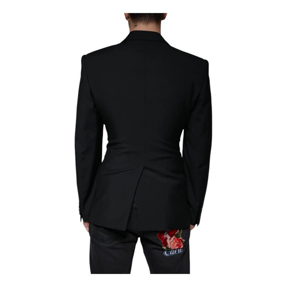 Dolce & Gabbana Zwarte Slim Fit Wollen Blazer Black Heren
