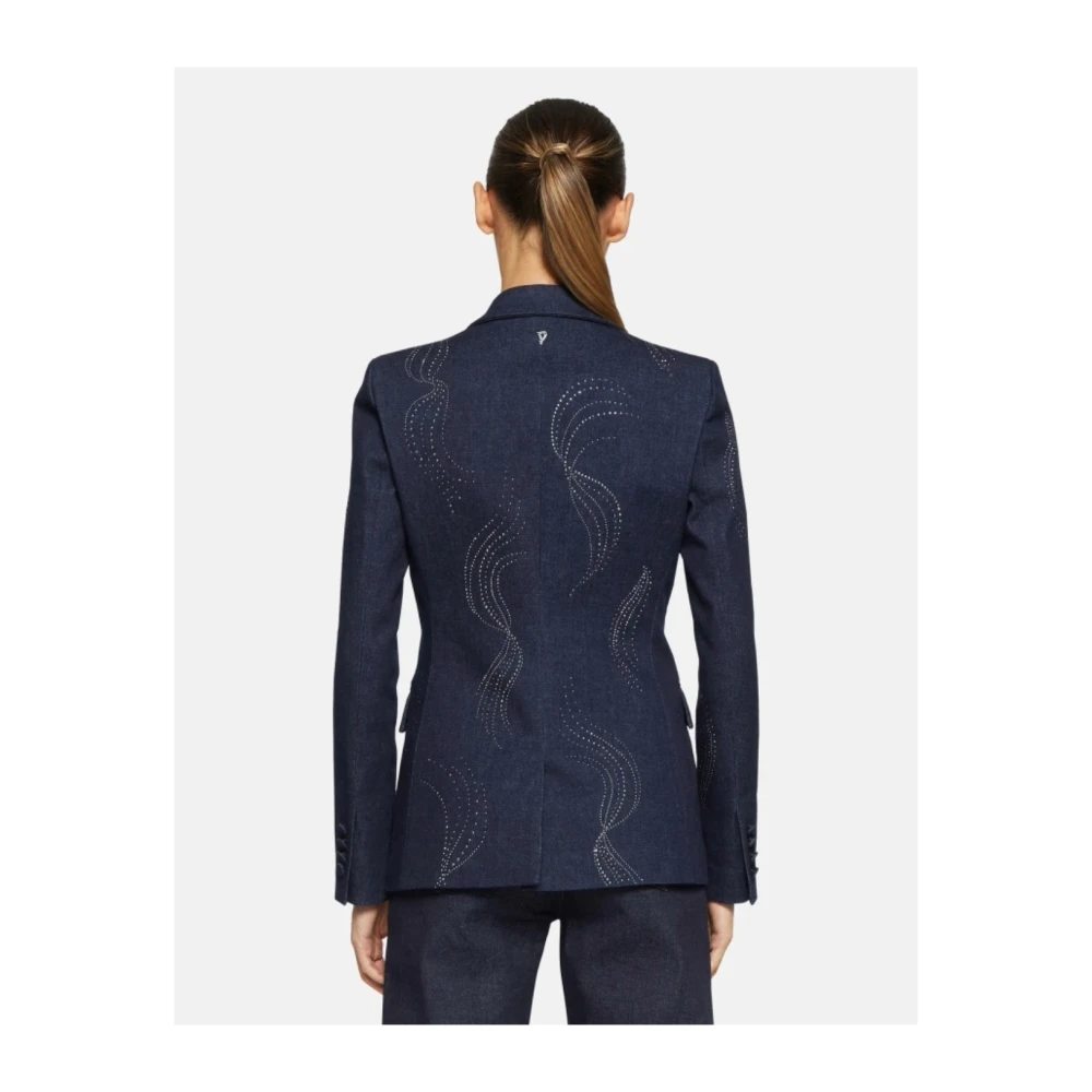 Dondup Dubbeknoops denim jasje met strass Blue Dames