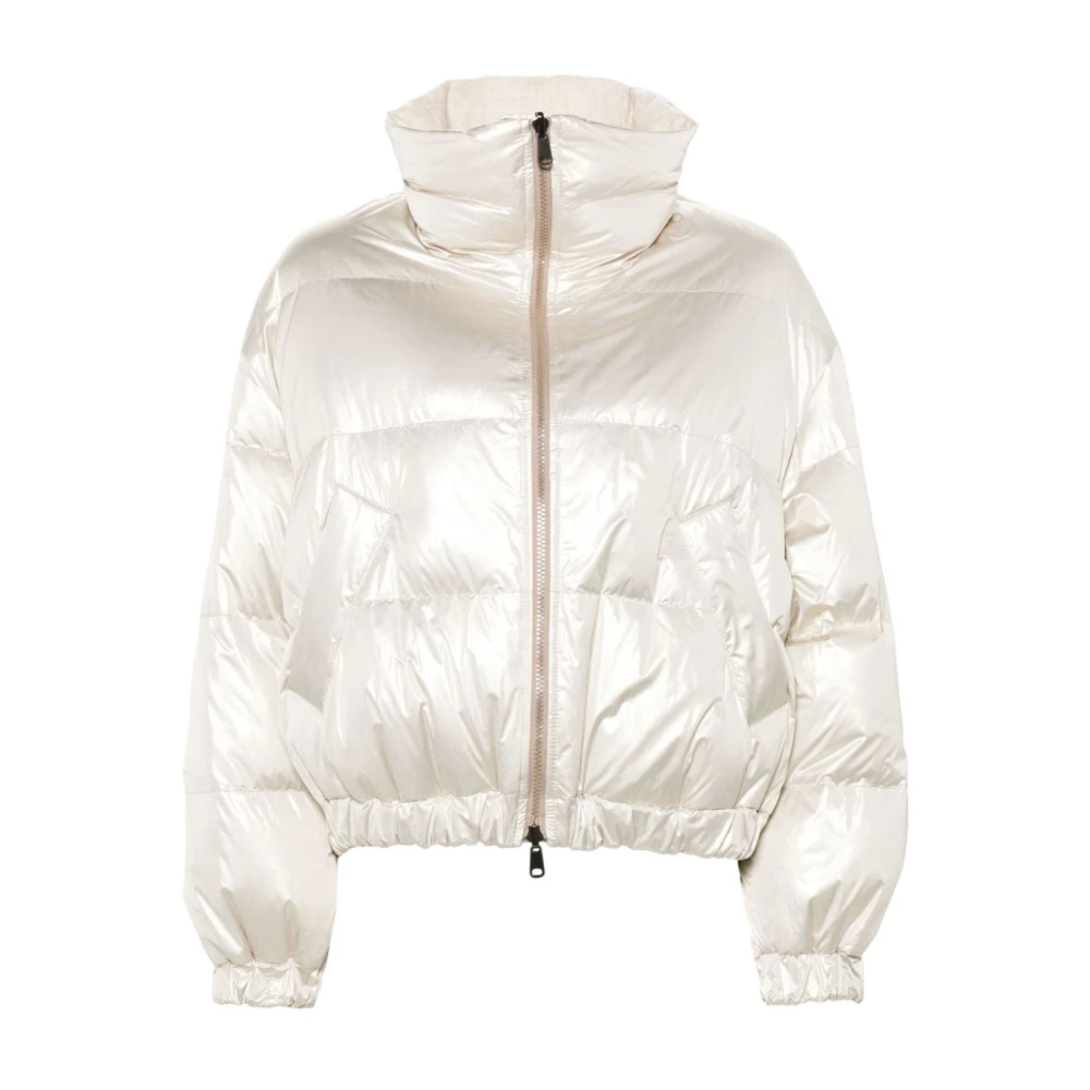 BRUNELLO CUCINELLI Iridescent Gewatteerde Witte Jas White Dames