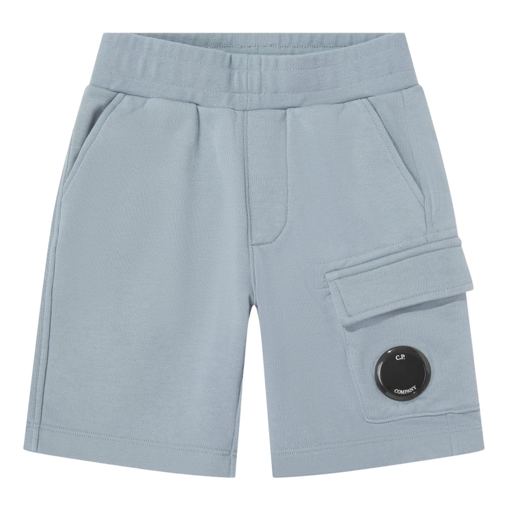 C.p. Company Boys Blue Shorts, 8 Y, Diagonal Raised Fleece Cargo Sweatshorts