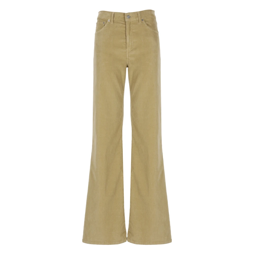Dondup Women's Beige Wide Trousers, W27, Cotton Blend Wide Trousers