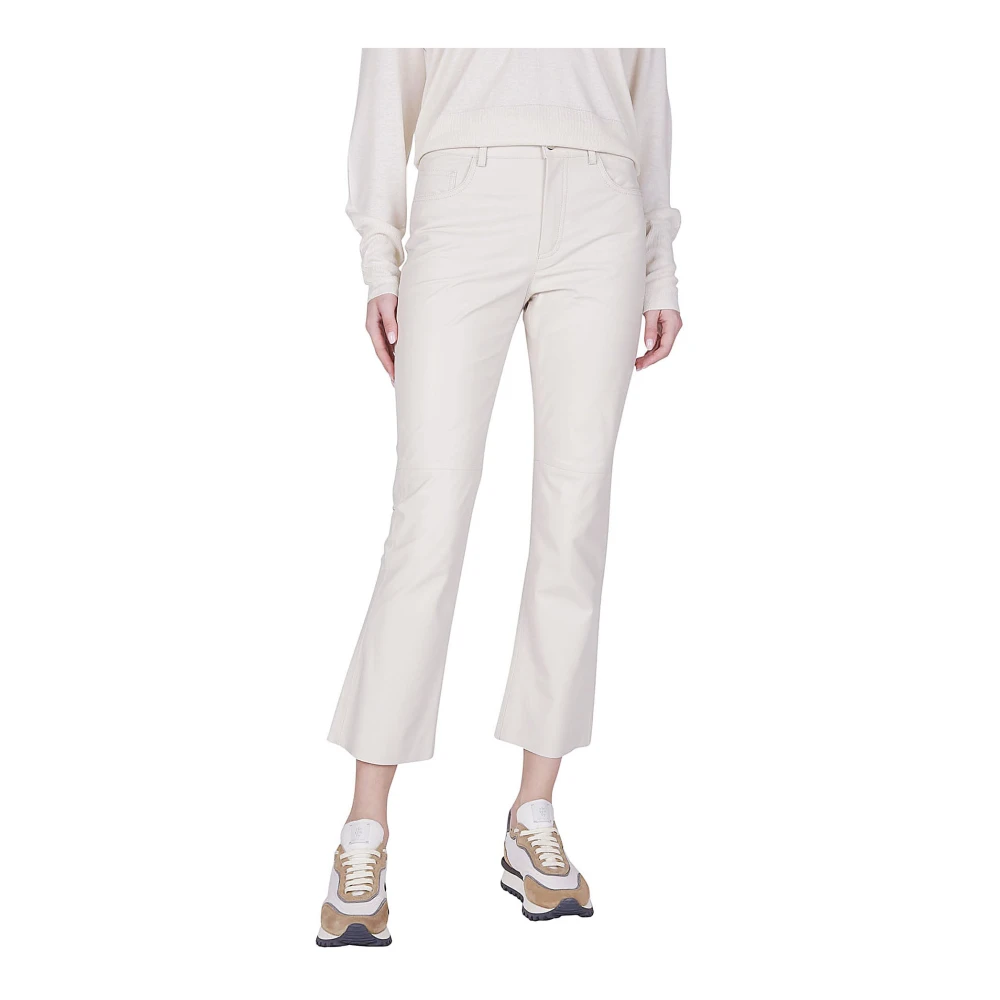 Eleventy Leather Trousers Beige Dames
