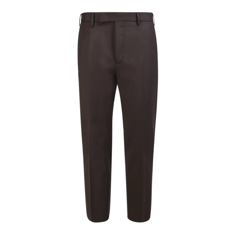 Pt Torino Men's Brown Wool Straight Trousers
