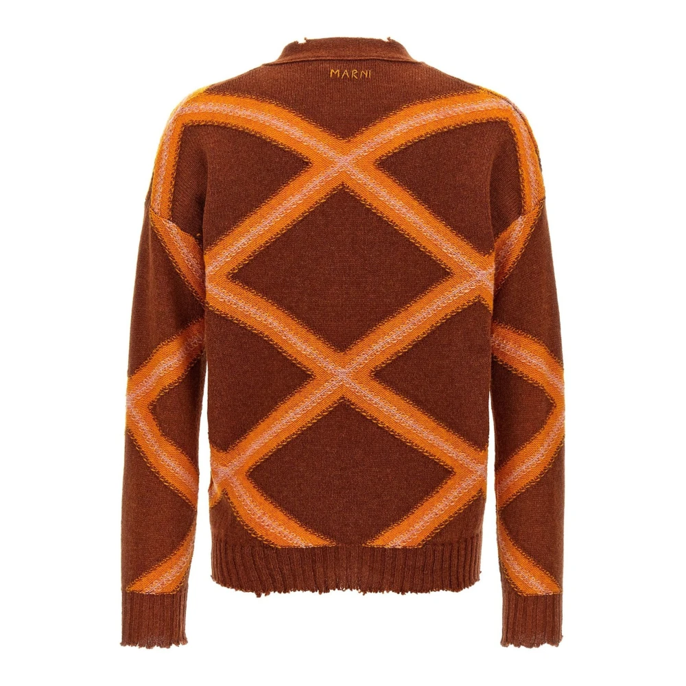 Marni Geometrische Bruine Trui Brown Heren