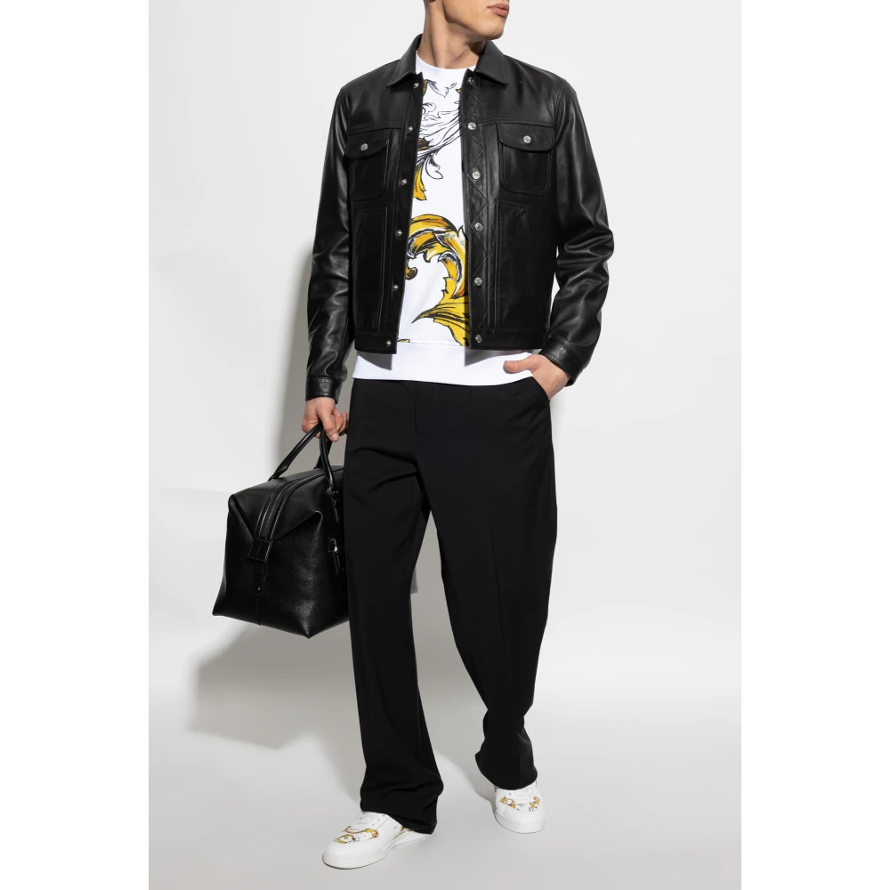 Versace Jeans Couture Sweatshirt met Outline Barocco-print White Heren