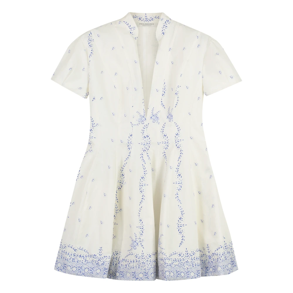 Philosophy di Lorenzo Serafini Katoenen Wijd Uitlopende Rok Mini Jurk White Dames