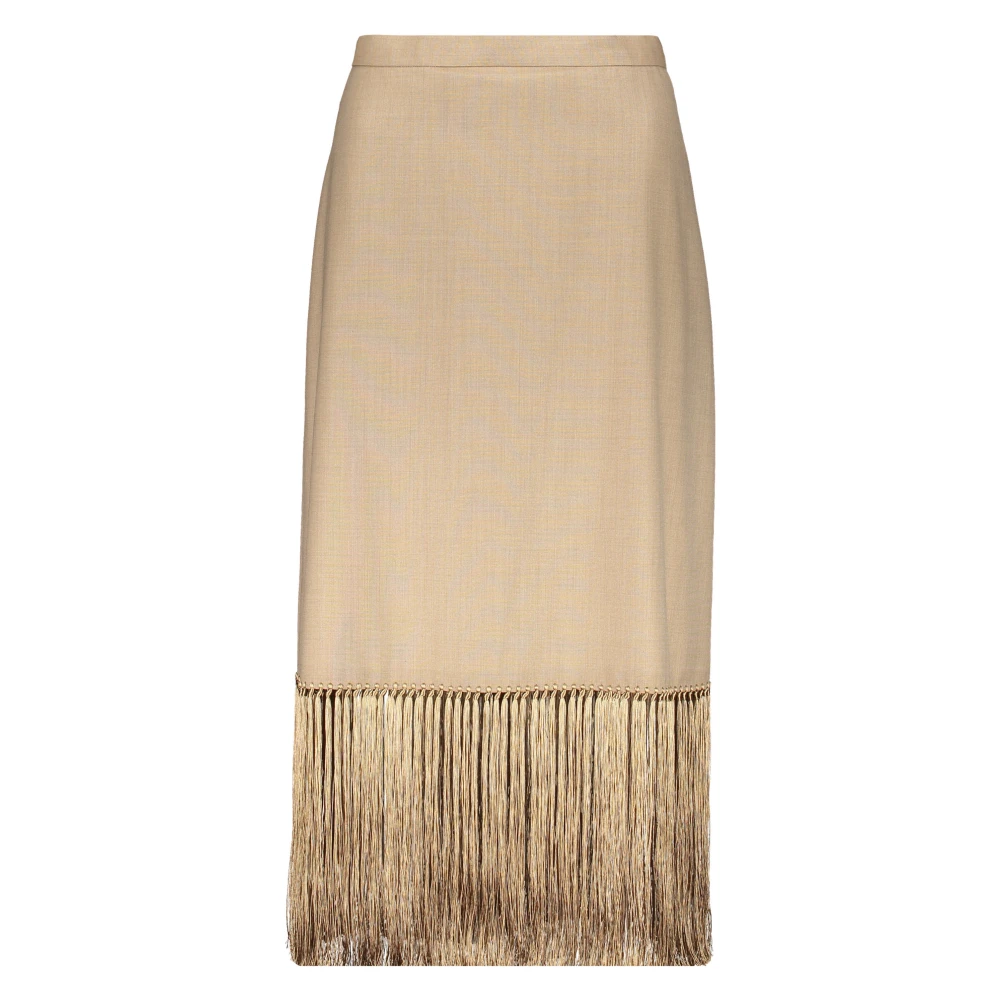 Burberry Midi rok met franje zoom Beige Dames