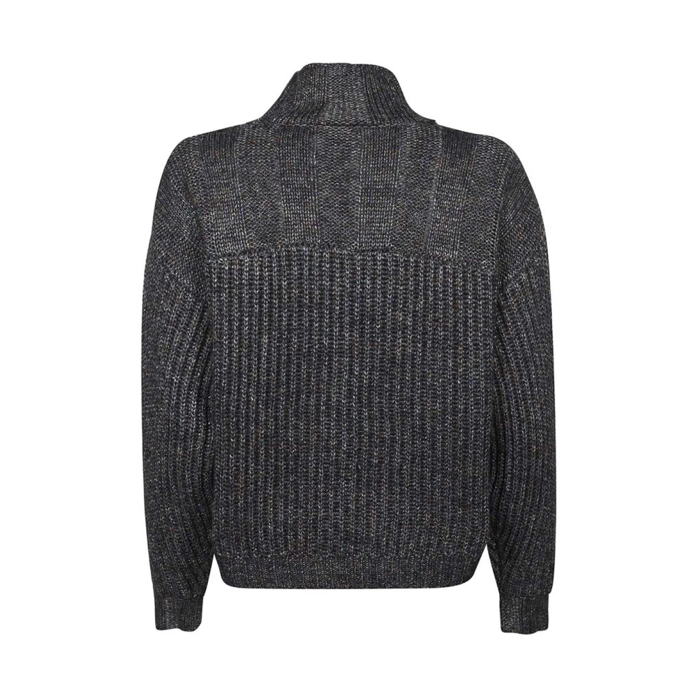 Karl Lagerfeld Geribbelde Turtleneck Sweater met Logo Borduursel Gray Dames