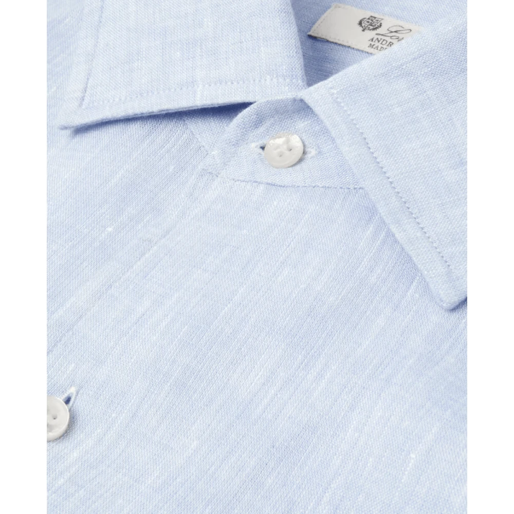 Loro Piana Lichtblauwe Linen André Overhemd Blue Heren