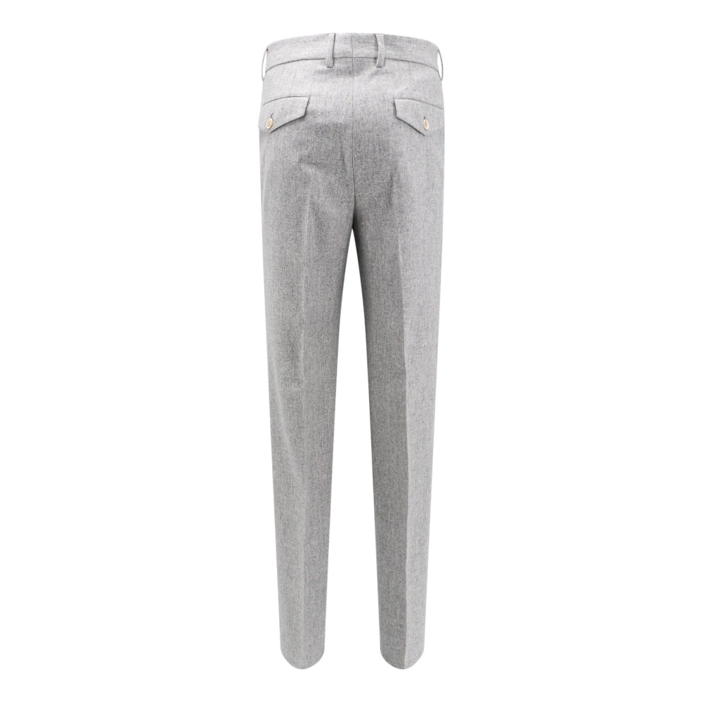 BRUNELLO CUCINELLI Grijze Wollen Broek met Rits Sluiting Gray Heren