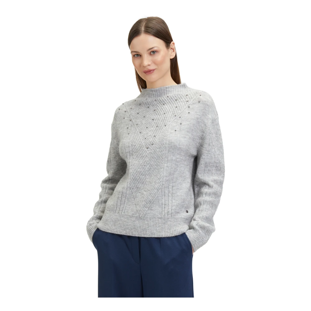 Betty & Co Gebreide trui met parels Gray Dames
