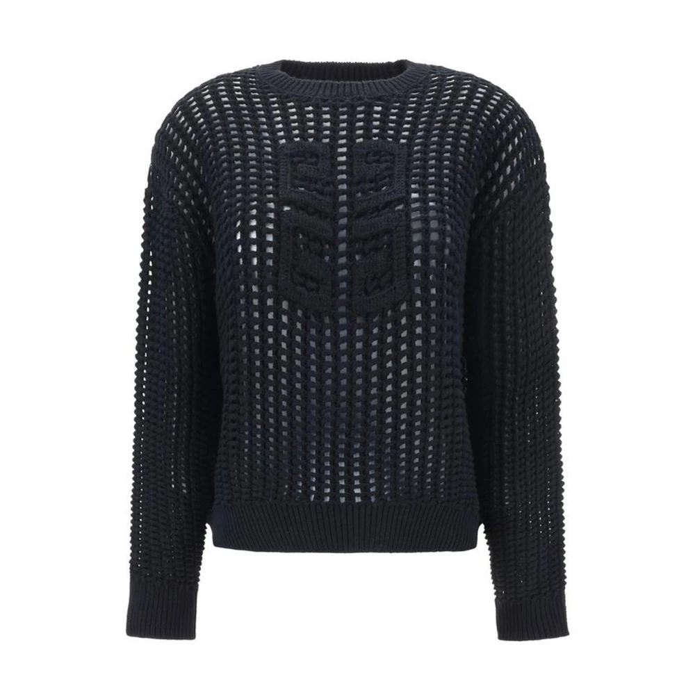 Givenchy Gewatteerde Gebreide Kasjmier Trui Iconisch Logo Black Dames