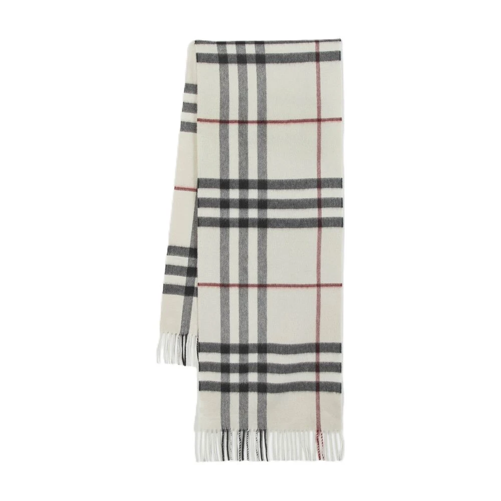 Burberry Unisex White Winter Scarves, One Size, Giant Check Scarf