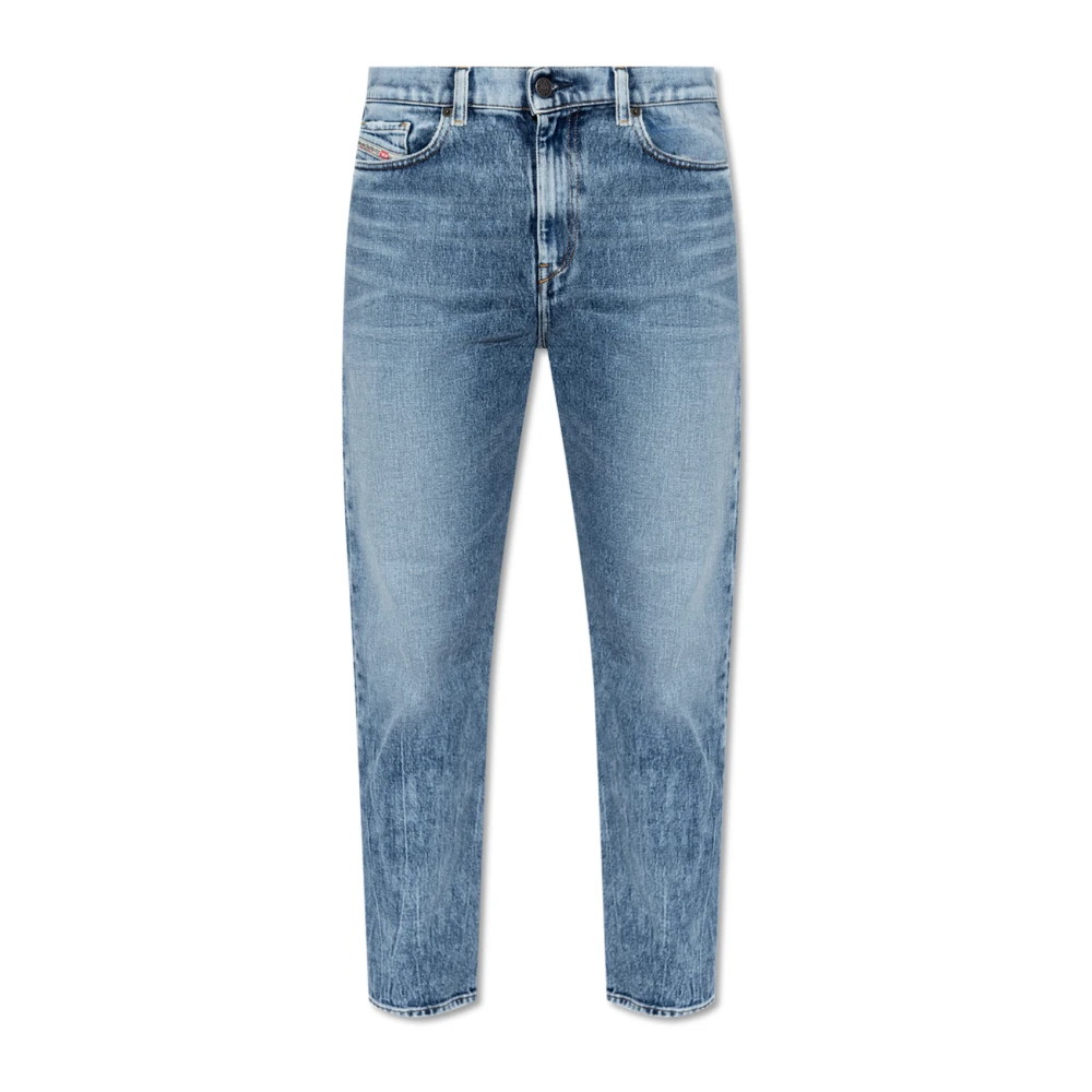 Diesel Blauwe Gewassen Geborduurde Regular Jeans Blue Dames