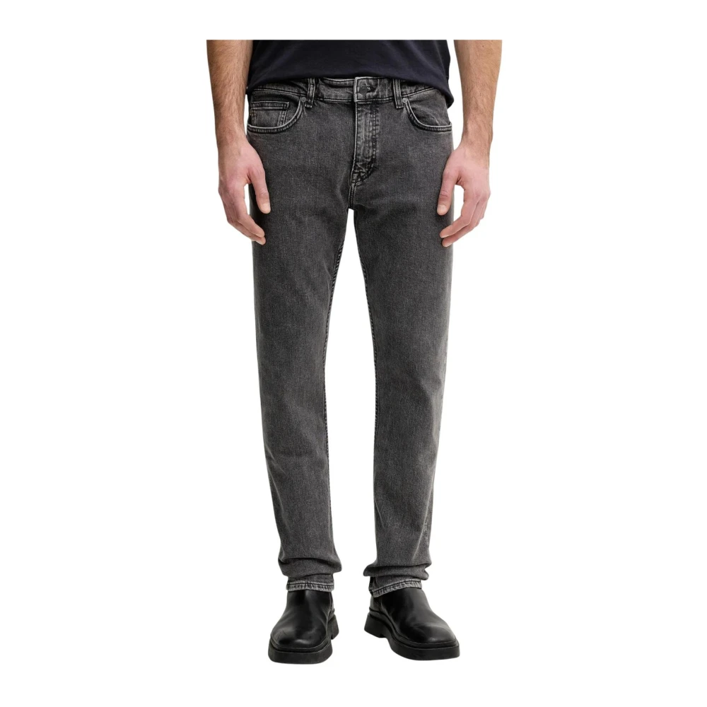 Hugo Men's Gray Slim Fit Jeans, W38 L32, Zip And Button Front Pocket Jeans