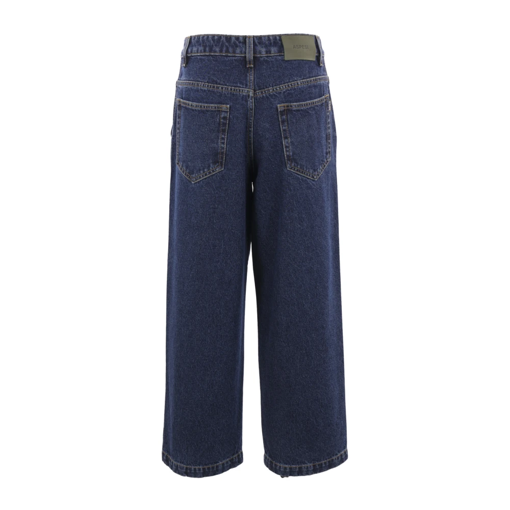 Aspesi Wijde Pijp Donkerblauwe Katoenen Denim Jeans Blue Dames