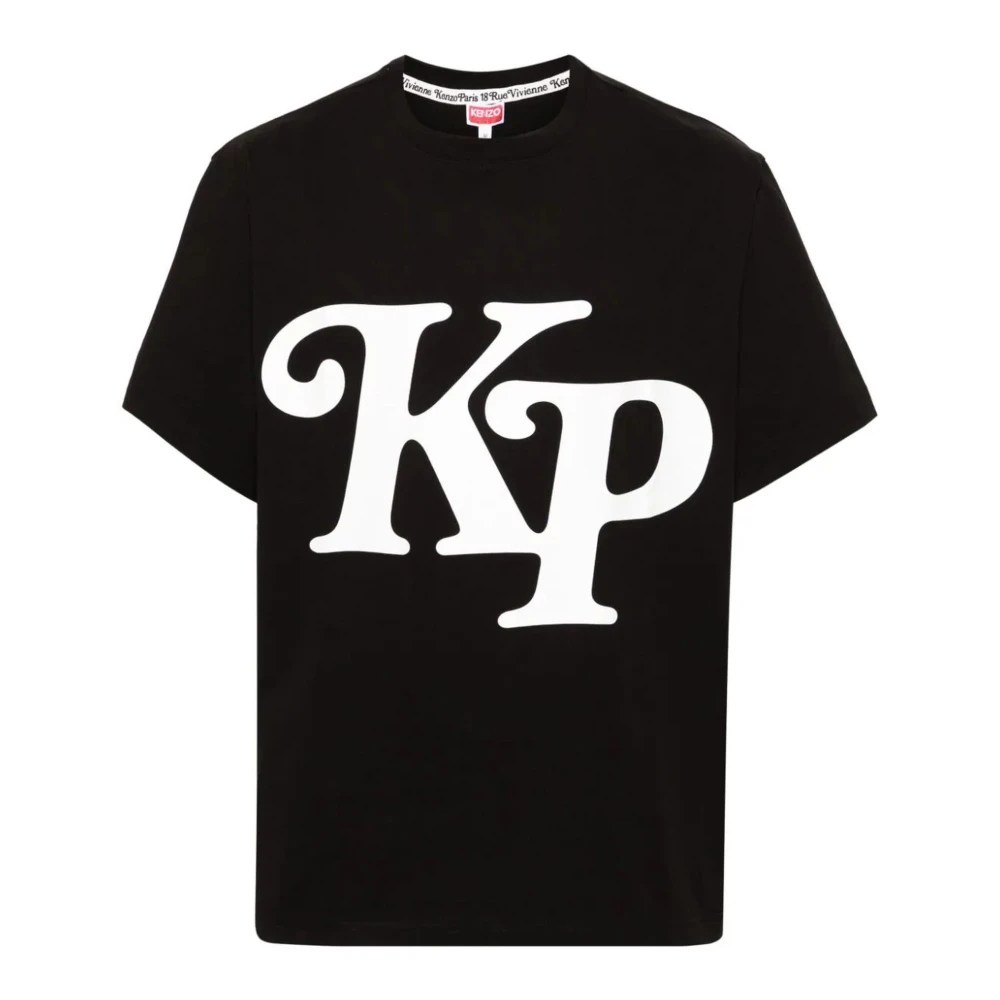 Kenzo Zwarte katoenen T-shirt met logo print Black Heren