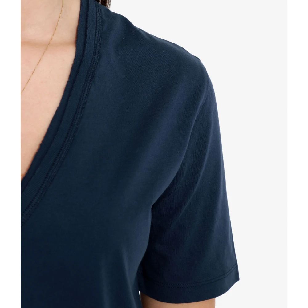 Mauro Grifoni Blauw V-Hals Katoenen T-Shirt Blue Dames