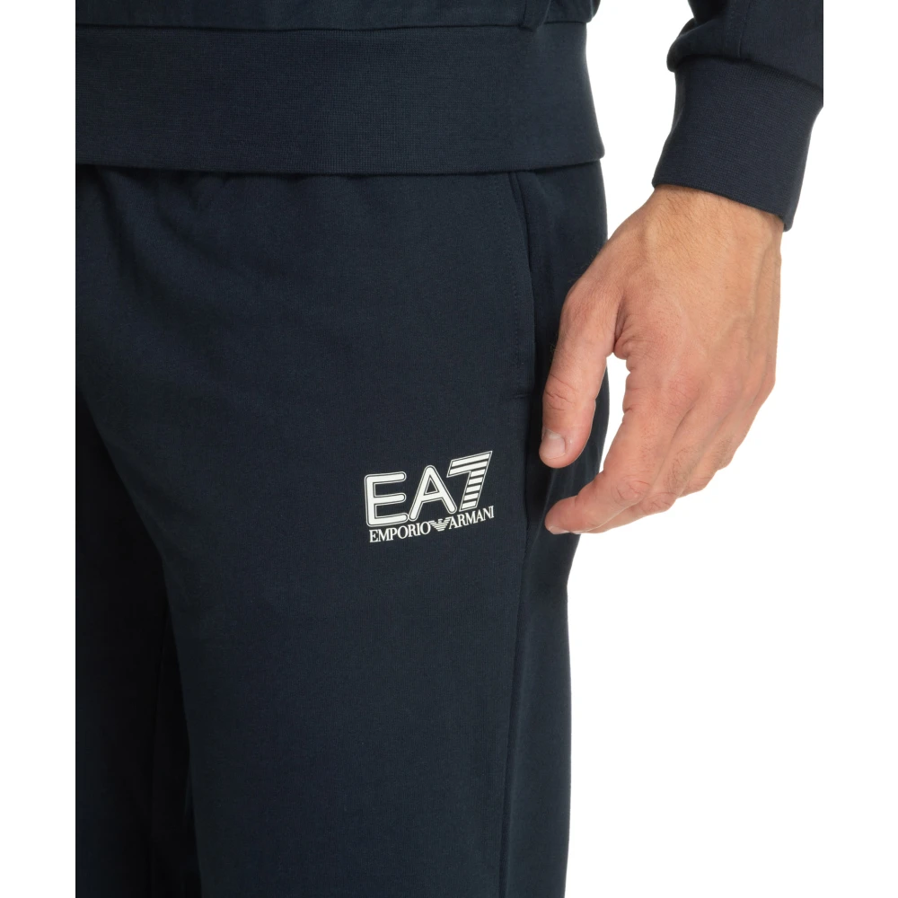 Emporio Armani EA7 Effen Rits Tracksuit met Logo Detail Blue Heren