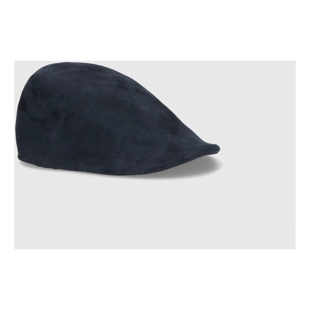 Borsalino Suede Flat Cap Klassiek Model Blue Unisex