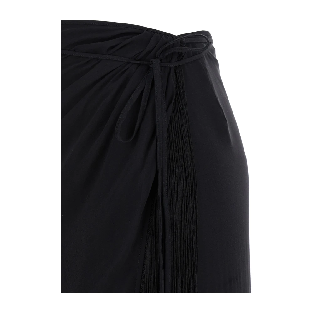 Andamane Zwarte Zijden Franje Sarong Rok Black Dames