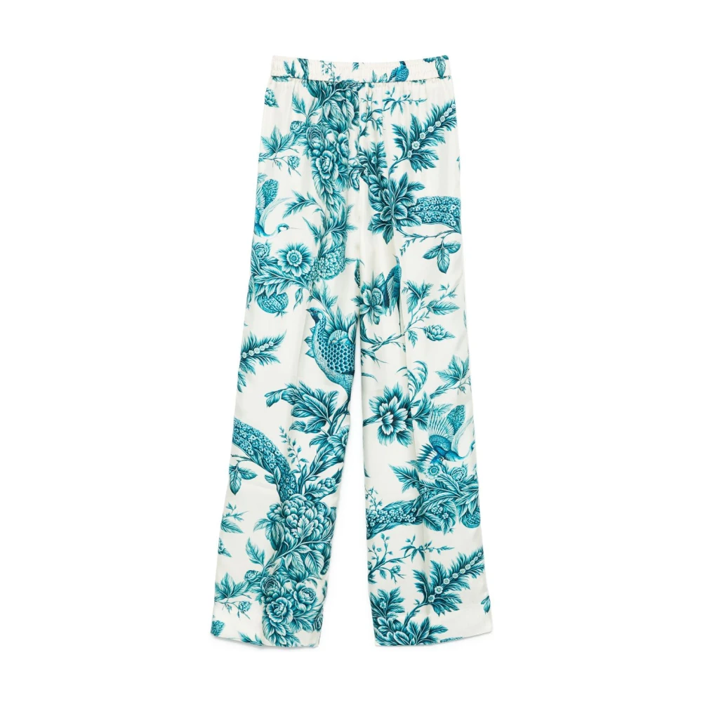 F.r.s For Restless Sleepers Blauwe Bloemenprint Broek met Zakken Blue Dames