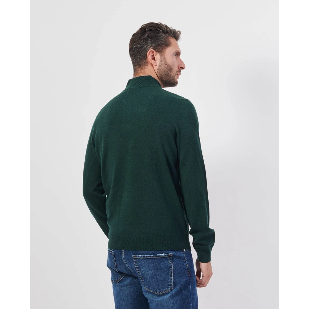 Hugo Boss Groene Wollen Rits Trui Emarlo Green Heren