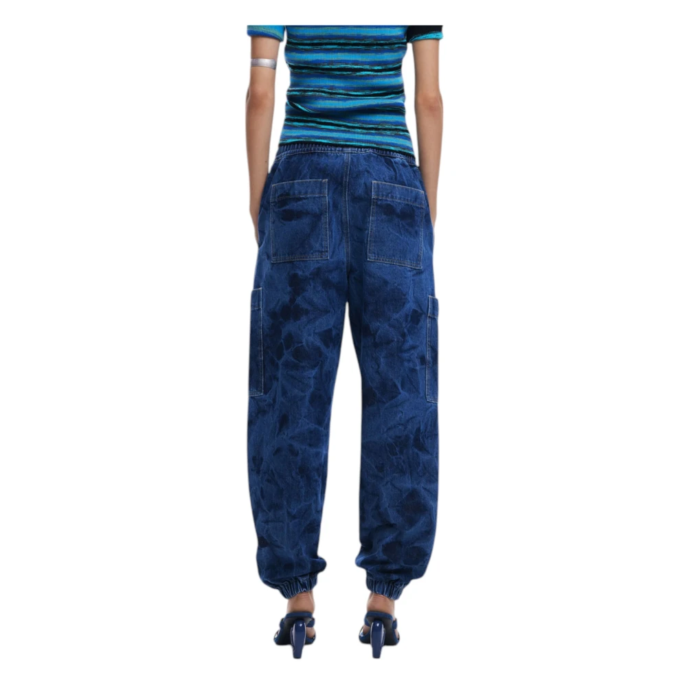 Desigual Blauwe Lace-Up Jeans met zijzakken Blue Dames