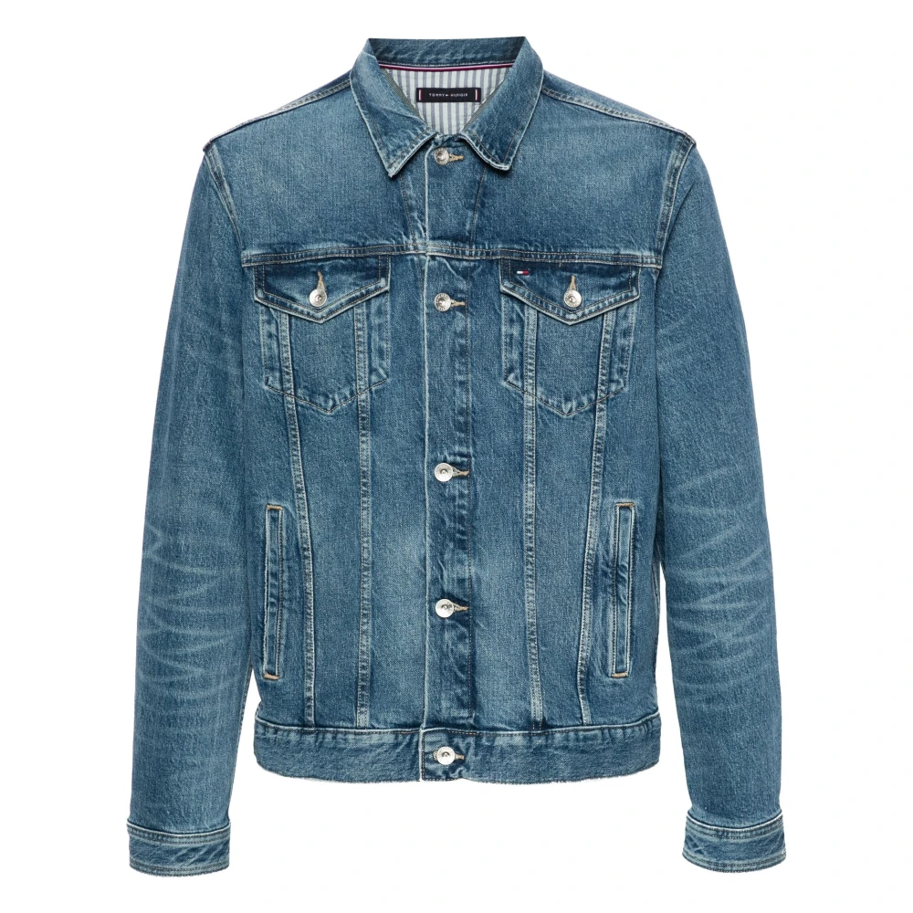 Tommy Hilfiger Denim Jack Blauw Trucker Stijl Blue Heren