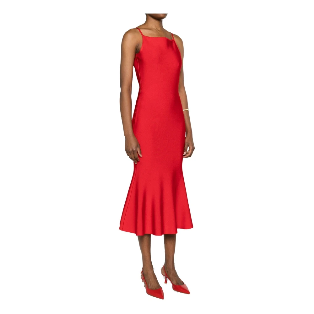alexander mcqueen Wijdvallende Gebreide Jurk met Zijrits Red Dames