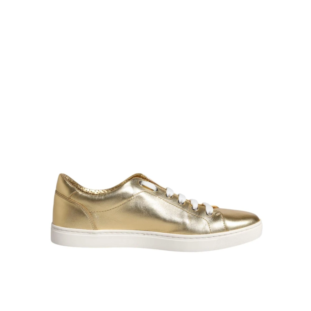 Dolce & Gabbana Men's Yellow Sneakers, 7 1/2 Uk, Gold Leather Lowtop Trainers