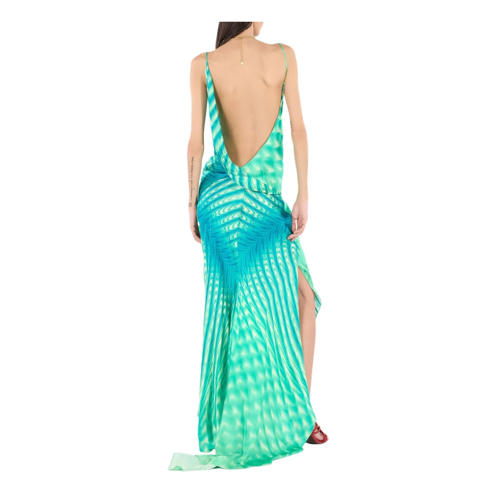 Roberto Cavalli Groene Ocean Wave Maxi Jurk Green Dames