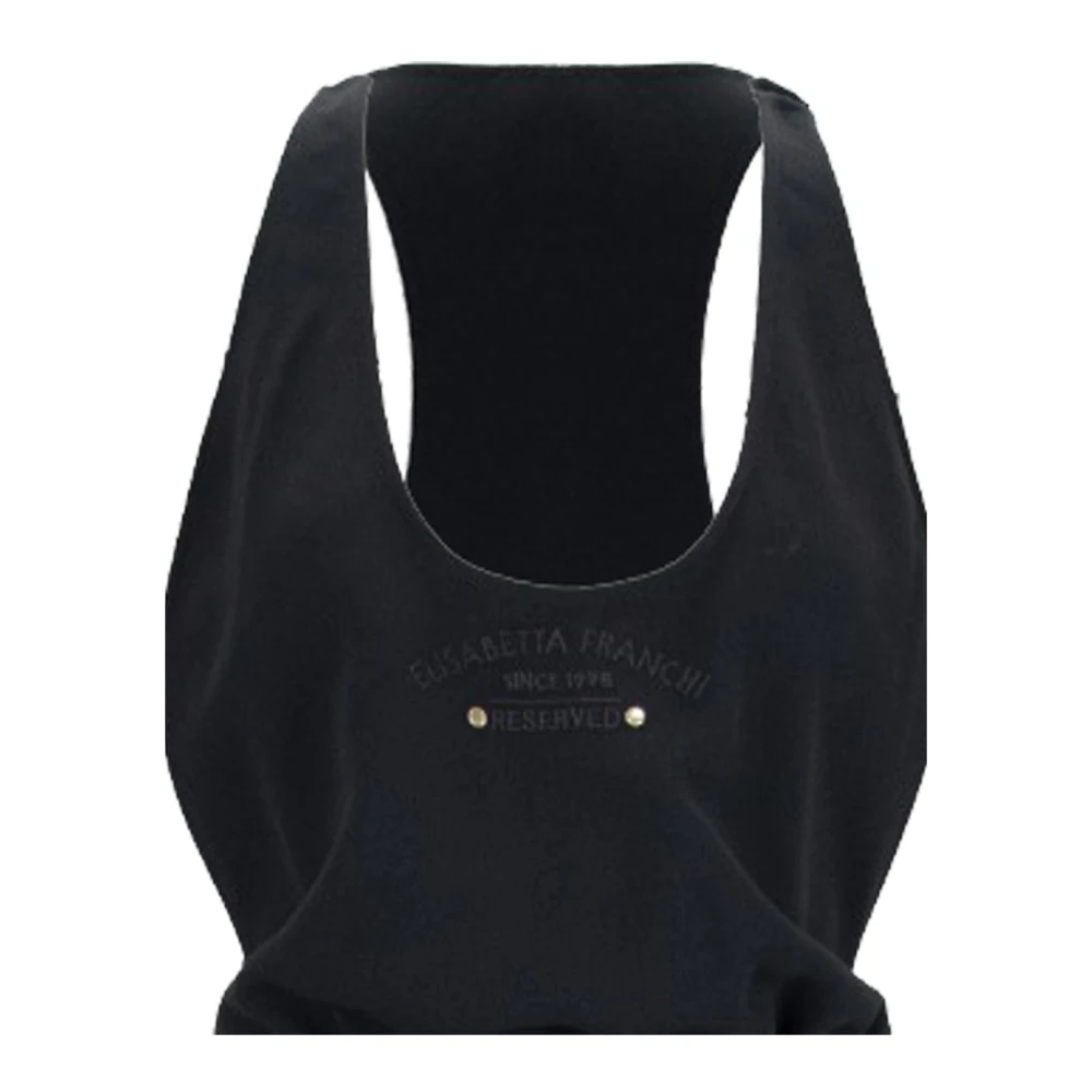 Elisabetta Franchi Gouden Geborduurde Jumpsuit met Rits Black Dames