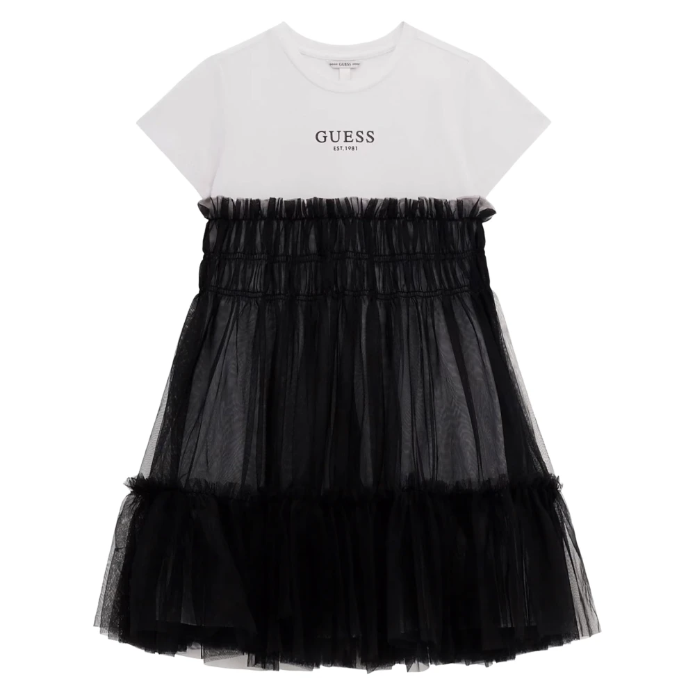 Guess Girls Black Dresses, 12 Y, Mixed Fabric Dress