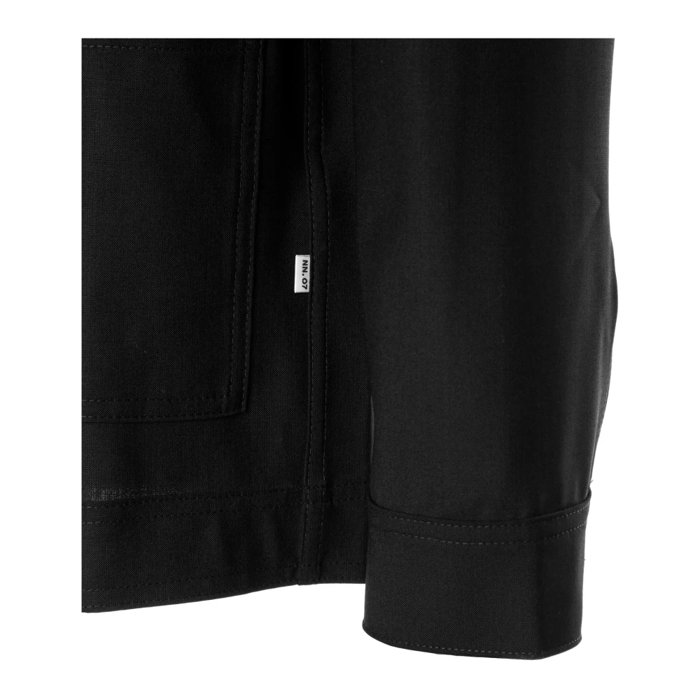 Nn07 Olav Overshirt Klassieke Kraag Jas Black Heren