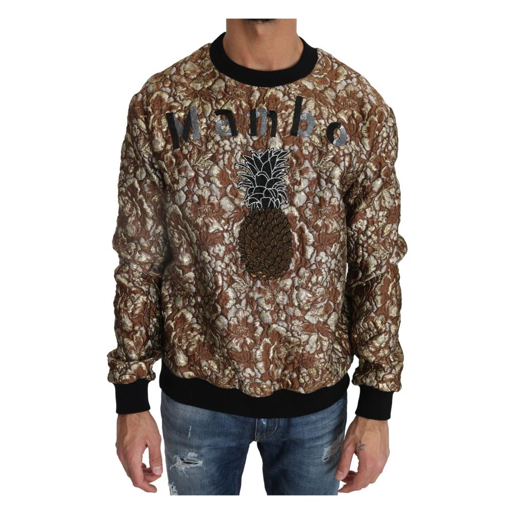 Dolce & Gabbana Men's Multicolor Round-Neck Knitwear, S, Mambo Jacquard Pineapple Pullover Jumper
